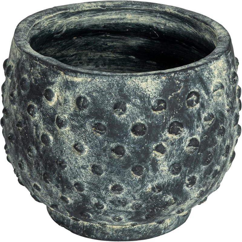 Creative Co-op Distressed Terra Cotta Hobnail Planter, Black - Image 1